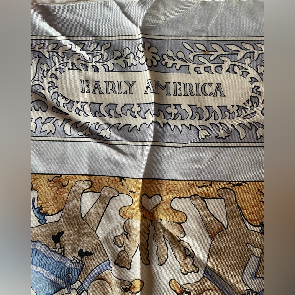 Hermes vintage silk scarf, Early America